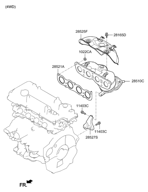 2019 Hyundai Ioniq  Exhaust Manifold Catalytic Assembly Diagram for 285102EMN0