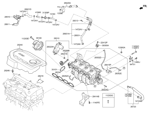 2015 Hyundai Santa Fe Sport Hose Assembly-PCV Diagram for 289122E041
