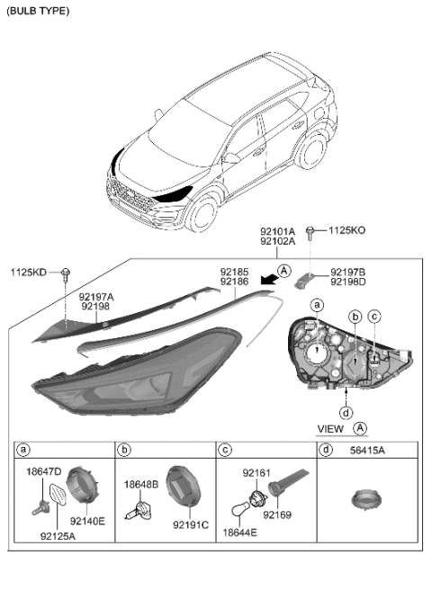 2019 Hyundai Ioniq Bracket-H/LAMP MTG SUPT, RH Diagram for 92141D3500
