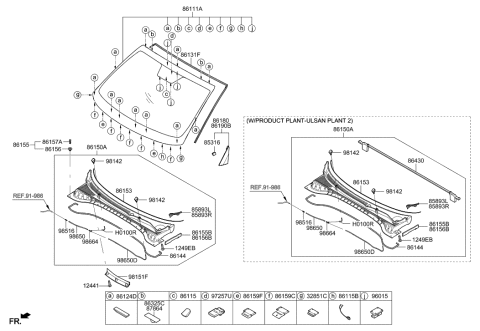 2015 Hyundai Santa Fe Sport  STOPPER-Glass Diagram for 86115M6000