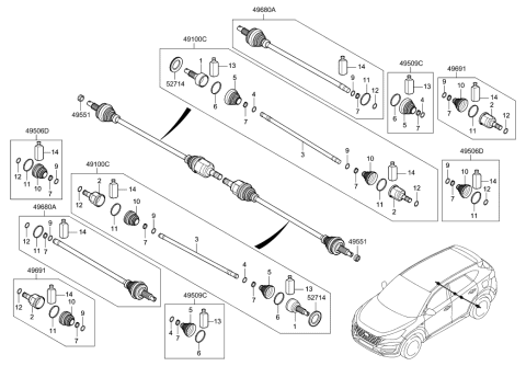 2015 Hyundai Santa Fe Sport  Shaft Assembly-Drive Rear Diagram for 49600D3000