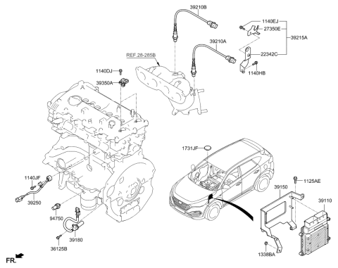 2015 Hyundai Santa Fe Sport Sensor Assembly-Oxygen Diagram for 392102E101