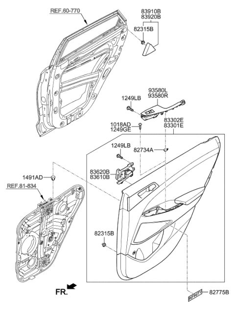 2023 Hyundai Ioniq 5 Cover Assembly-Rear Door Delta Inner, LH Diagram for 83910D3000
