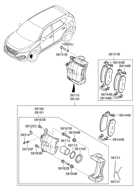 2023 Hyundai Ioniq 5  Front Disc Brake Pad Kit Diagram for 58101D3A10