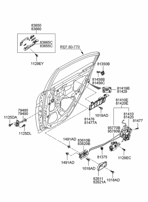 2012 Hyundai Genesis Coupe  Base Assembly-Rear Door Outside Handle, RH Diagram for 836651E000