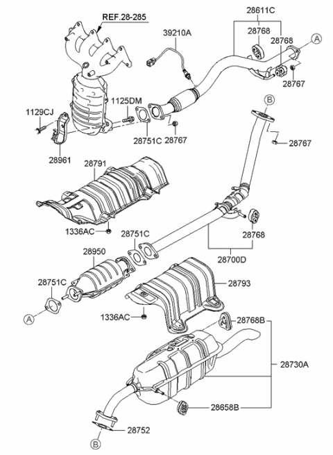 2015 Hyundai Genesis Coupe  Protector-Heat Front Diagram for 287911G000