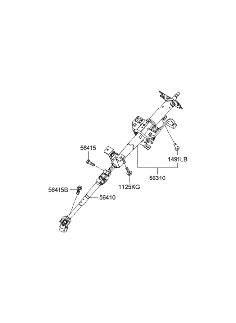 2015 Hyundai Genesis Coupe Column Assembly-Upper Diagram for 563101E000