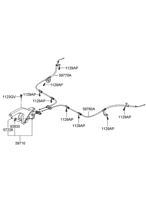 2012 Hyundai Genesis Coupe  Cable Assembly-Parking Brake, LH Diagram for 597601G000