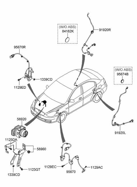 2012 Hyundai Genesis Coupe Sensor Assembly-Abs Front Wheel , R Diagram for 956711E000