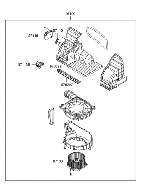 2012 Hyundai Genesis Coupe Blower Unit Diagram for 972061E100