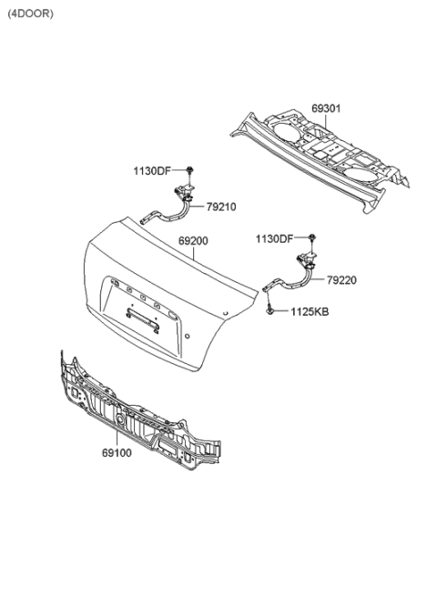 2012 Hyundai Genesis Coupe Panel Assembly-Rear Package Tray Diagram for 693001E000