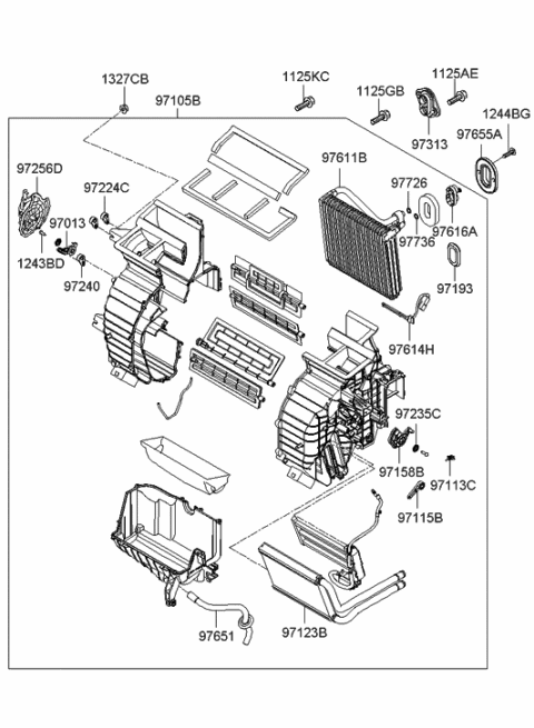 2012 Hyundai Genesis Coupe Core & Seal Assembly-Evaporator Diagram for 971401E000
