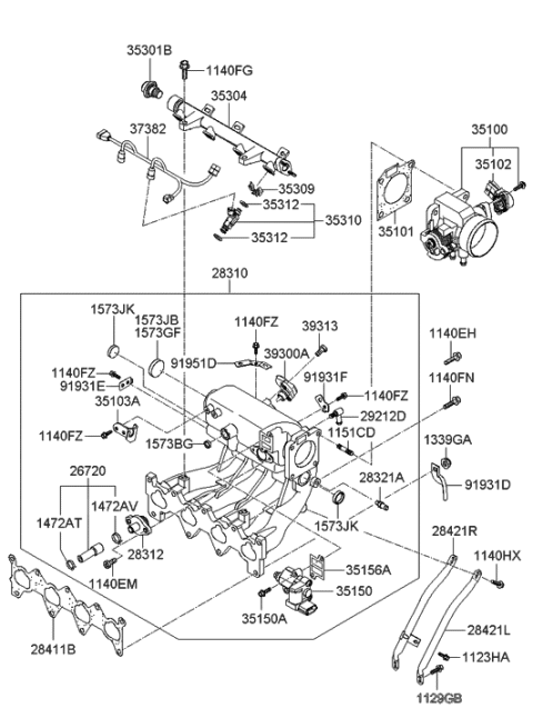 2015 Hyundai Genesis Coupe  Manifold Assembly-Intake Diagram for 2831026370