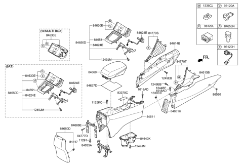 1997 Hyundai Accent Console-Front Diagram for 846113YAA0RY