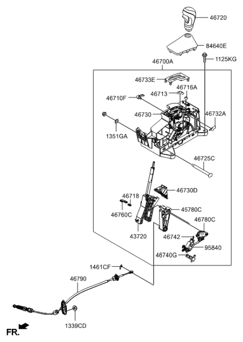 1997 Hyundai Accent  Bracket Assembly-Shift Lever Diagram for 467303Y500