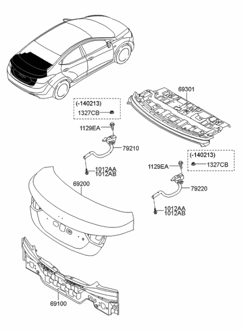 1997 Hyundai Accent Panel Assembly-Trunk Lid Diagram for 692003Y010