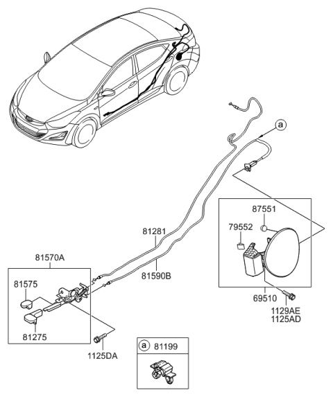 1997 Hyundai Accent  Catch & Cable Assembly-Fuel Filler Diagram for 815903X001