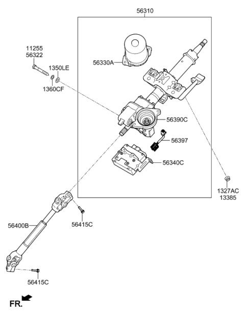 2019 Hyundai Genesis G90  Column & Housing Assembly Diagram for 563901R300