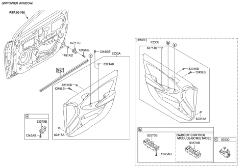 2017 Hyundai Ioniq Power Window Main Switch Assembly Diagram for 935701R100S4