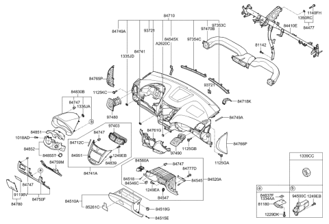 2017 Hyundai Genesis G90  Cover Assembly-Crash Pad Side RH Diagram for 847661R0008M