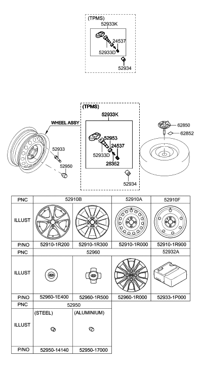 2017 Hyundai Ioniq  Wheel Steel Diagram for 529101R005