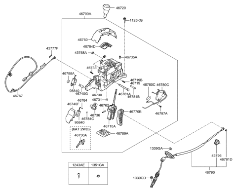 2019 Hyundai Genesis G90  Cable Assembly-Shift Lock Diagram for 467671R100