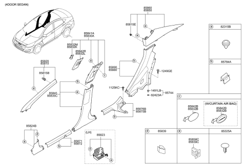 2017 Hyundai Ioniq Trim Assembly-Front Pillar RH Diagram for 858201R0008M