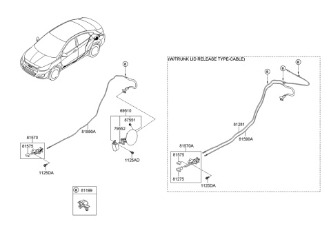 2019 Hyundai Genesis G90  Catch Assembly-Fuel Filler Door Diagram for 815901R000
