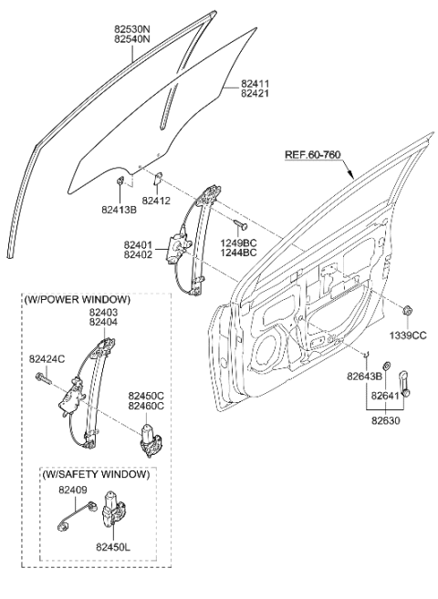 2019 Hyundai Genesis G90  Extension Wiring-Regulator Motor Diagram for 824091R000