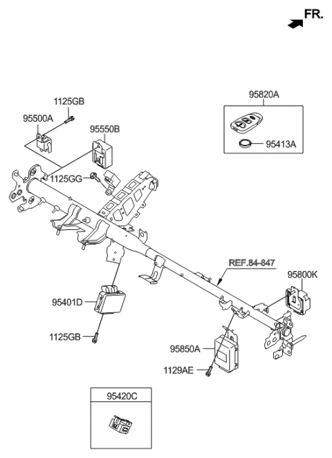 2017 Hyundai Genesis G90  Brake Control Module And Receiver Unit Assembly Diagram for 954001R200