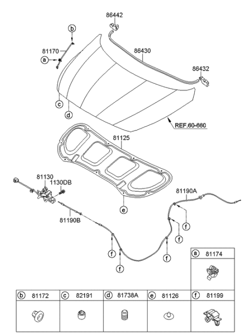 2019 Hyundai Genesis G90 Rod Assembly-Hood Stay Diagram for 811701R000
