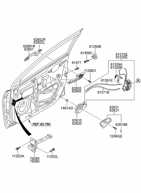 2017 Hyundai Ioniq  Checker Assembly-Front Door, LH Diagram for 793801R000