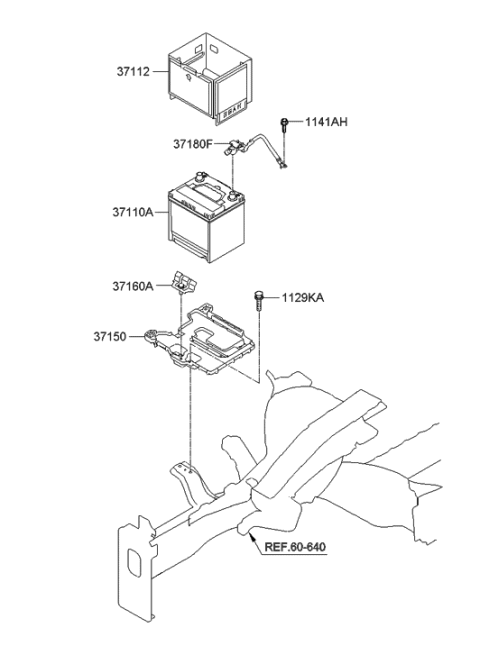 2017 Hyundai Genesis G90  Battery Sensor Assembly Diagram for 371801R000