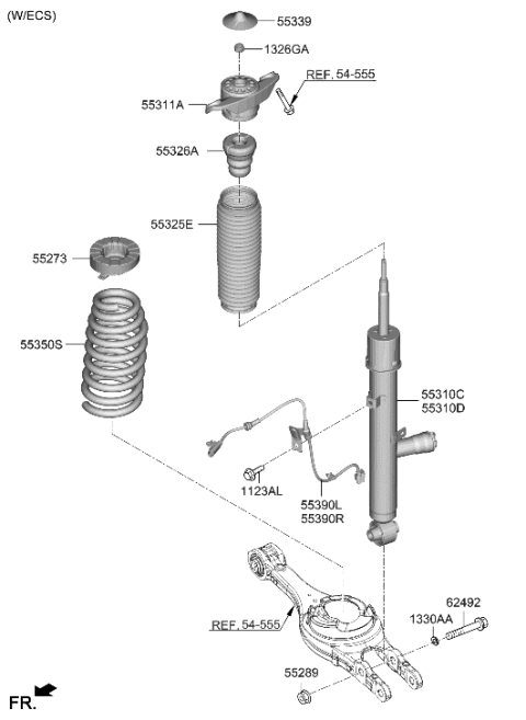 2008 Hyundai Azera  SPRING-RR Diagram for 55330CV100