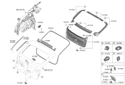 2008 Hyundai Azera  Bumper-TAILGATE OVERSLAM Diagram for 81737G2000