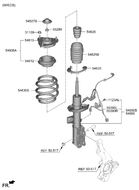 2008 Hyundai Azera  INSULATOR BRG ASSY-FRT STRUT Diagram for 54602GI000