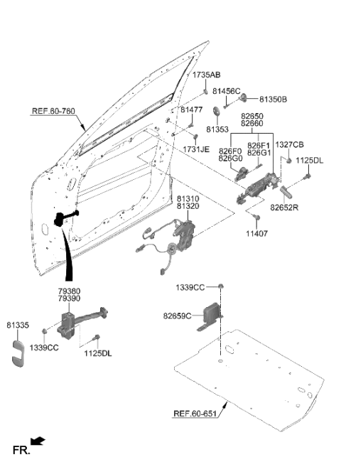2008 Hyundai Azera Cover-Door Striker Diagram for 81353B1000