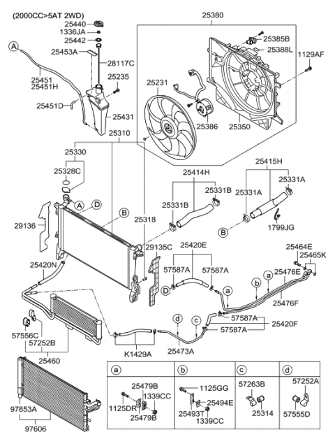2017 Hyundai Elantra  Motor-Radiator Cooling Fan Diagram for 253862M210