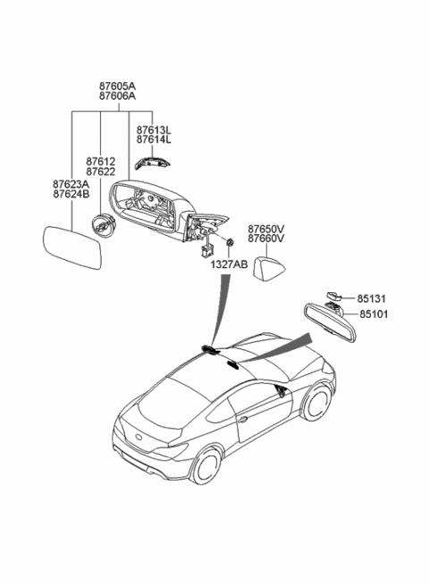 2017 Hyundai Elantra Lamp Assembly-Outside Mirror, LH Diagram for 876132M000