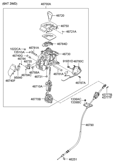 2013 Hyundai Elantra GT  Shift Lock Cam Diagram for 467352M000