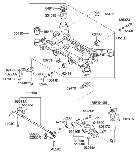 2019 Hyundai Elantra  Bushing-Crossmember Diagram for 554182M000