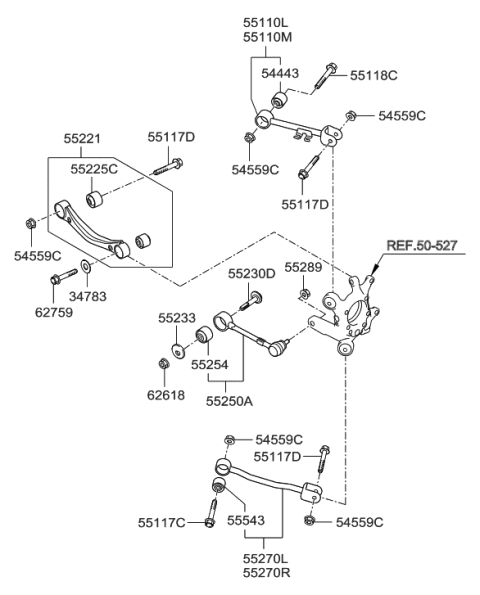 2019 Hyundai Elantra  Front Arm Assembly-Rear Upper, RH Diagram for 551012M000