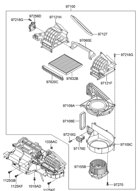 2019 Hyundai Elantra  Case-Blower, Lower Diagram for 971122M000
