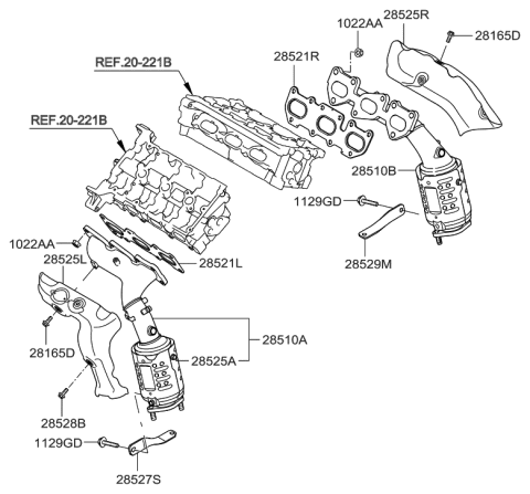 2018 Hyundai Elantra  Protector-Heat, RH Diagram for 285253C600