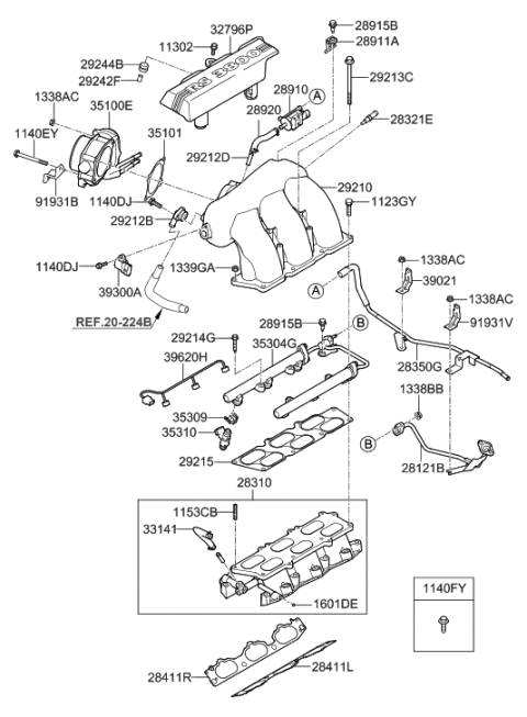 2018 Hyundai Elantra  Pipe & Hose Assembly Diagram for 354203C800