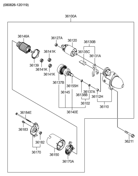 2018 Hyundai Elantra  Planet Shaft Assembly Diagram for 3614325011