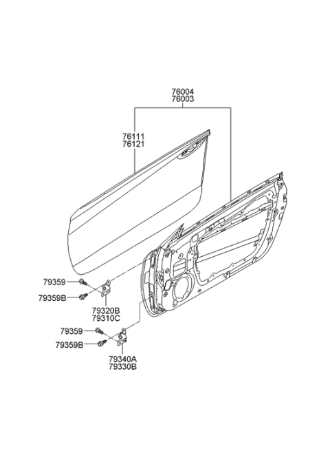 2019 Hyundai Elantra  Panel-Front Door Outer, RH Diagram for 761212M000