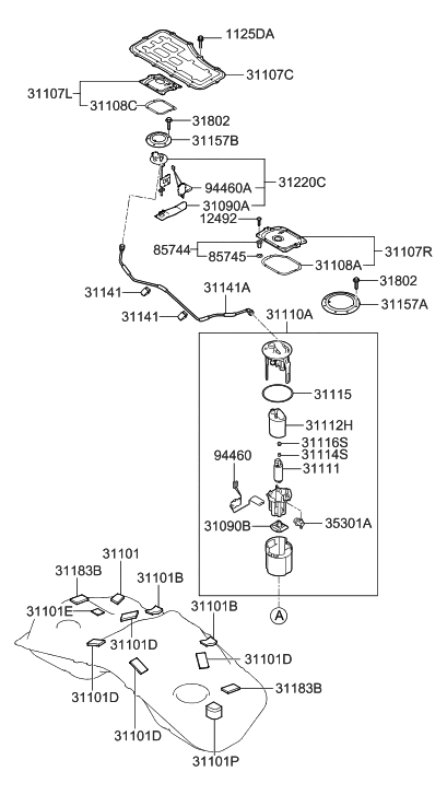 2017 Hyundai Elantra Fuel Pump Sender Assembly Diagram for 944602M000