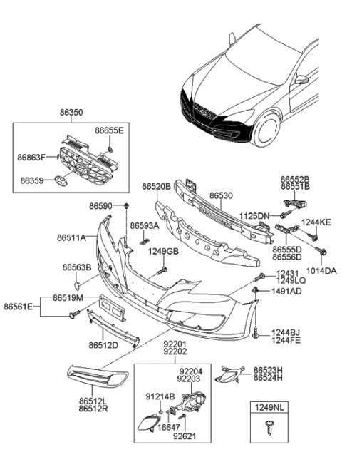 2018 Hyundai Elantra  License Plate Mounting Molding Assembly Diagram for 869102M100