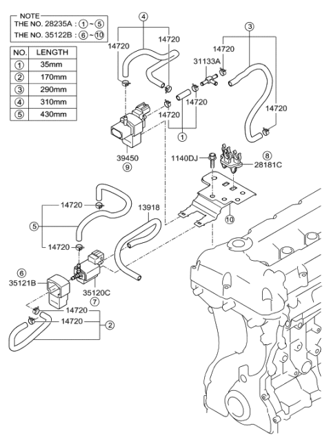 2017 Hyundai Elantra  Hose-Vacuum Diagram for 282372C400